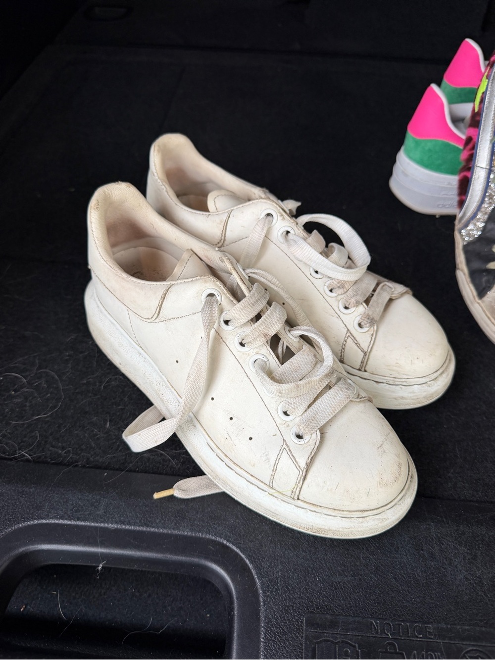 Alexander McQueen White Leather Platform Sneakers